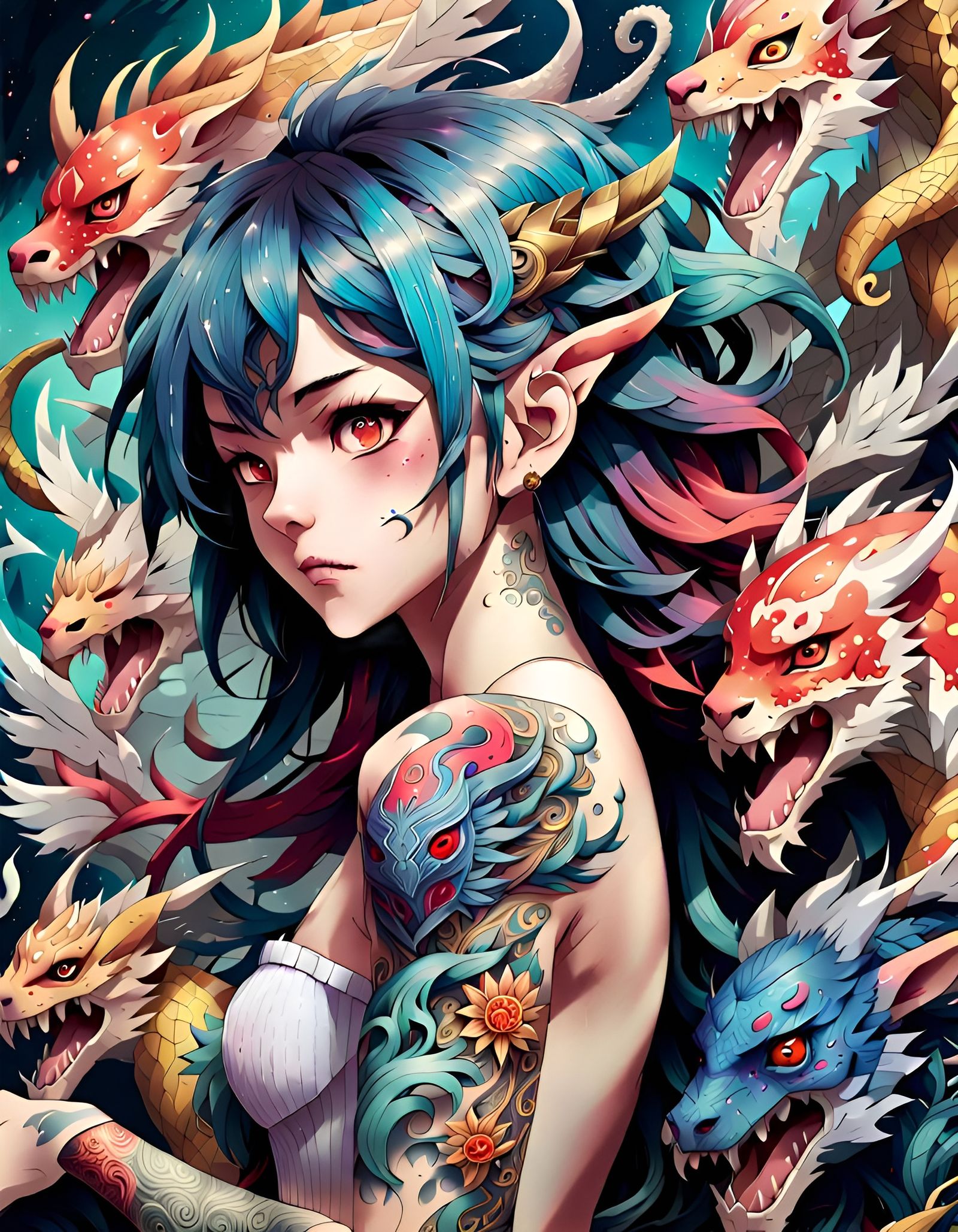 Tattoos of fantasy creatures with fantasy creatures