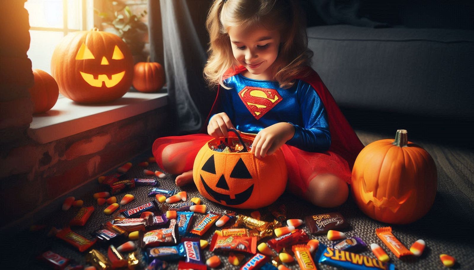 5 candy bars, 20 candy corns, wow,, just look at all this ca...