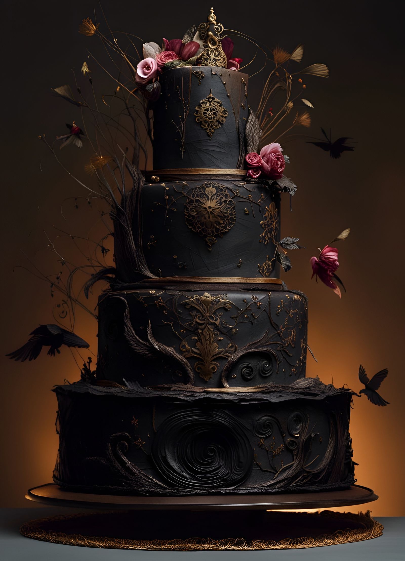 Goth wedding cake  by @Vira