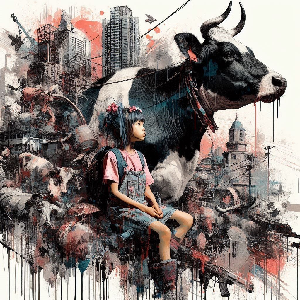 Girl and cow