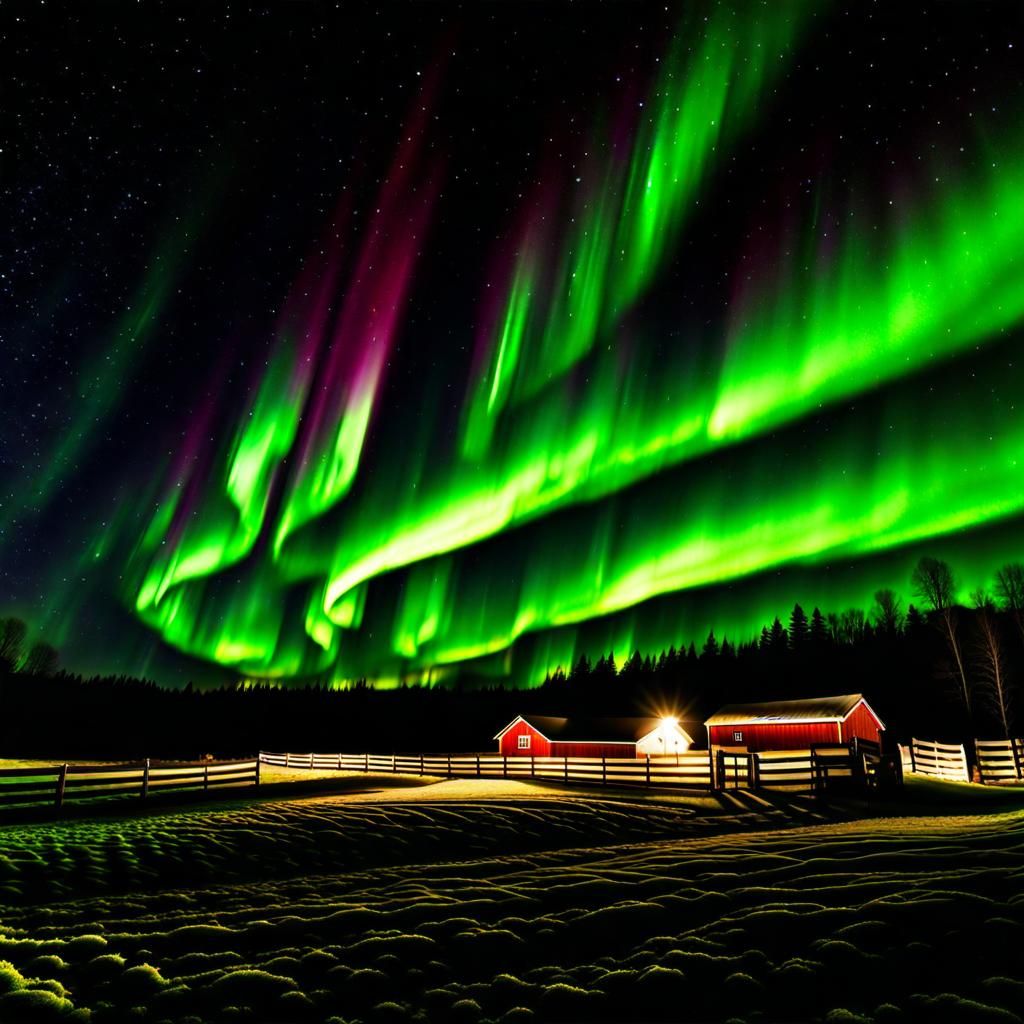 Watching the northern lights on the farm  by @BlueMoonSai