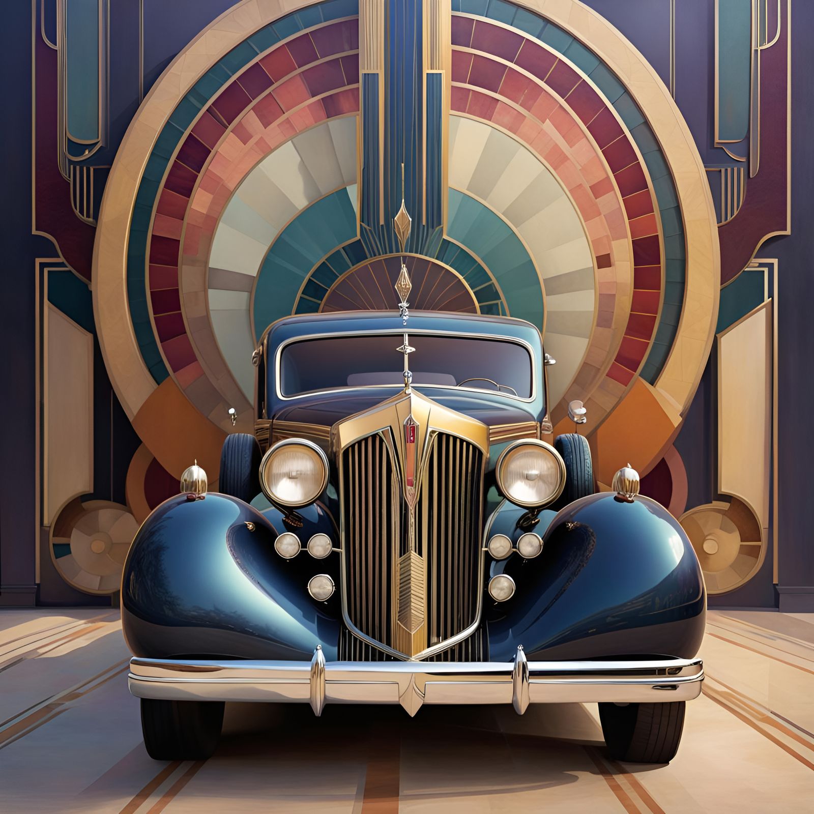 Geometric Colorful Art Deco 1937 Packard Limosine   by @Creative Digital Artist