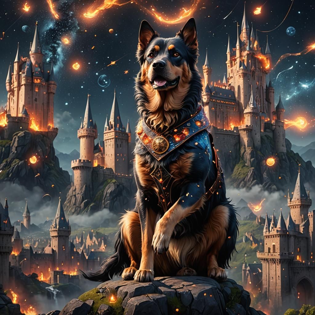 Castle Dog with constellations fire and rain - AI Generated Artwork ...