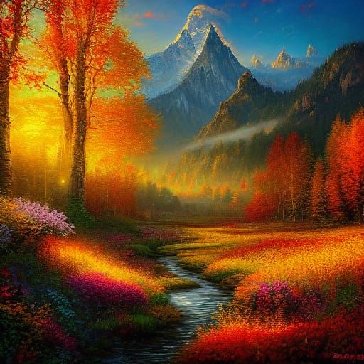 Columbia River Gorge Fall Colors Oil Painting