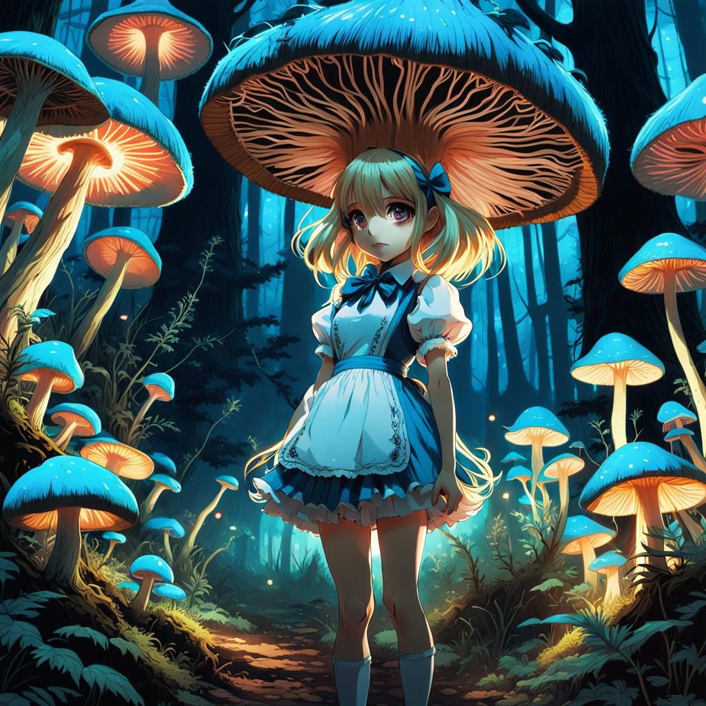 cute_alice_from_alice_in_wonderland_on_blue_glow_mushrooms_f...