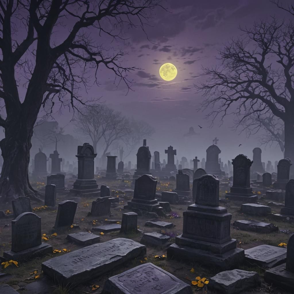 Dark Fantasy Graveyard Concept Art in 8K