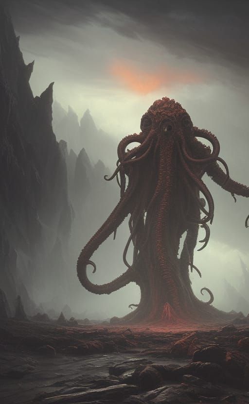 A Detailed hyper-realistic Sinister and dark colored Post-Ap...