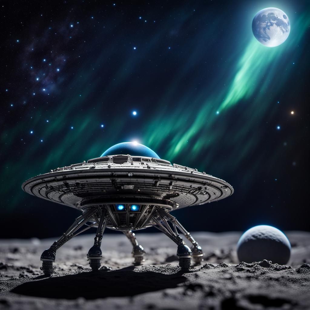 Photograph, Macro, miniature alien spaceship with alien in i...