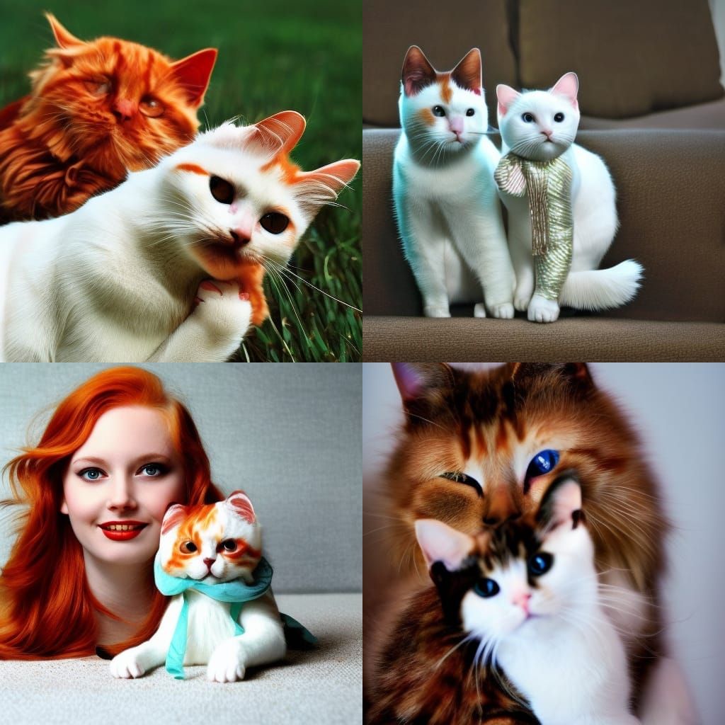 glamor photo of a cute ginger and white cat