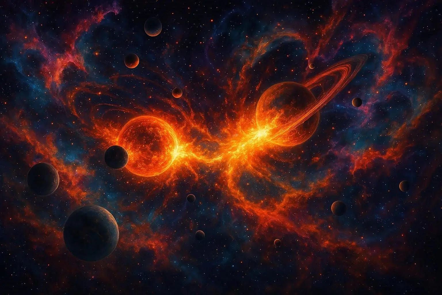 Collision of solar systems