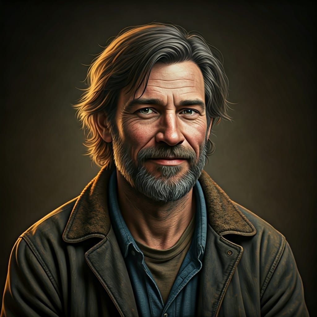 Warmly Smiling Man in Digital Art Style