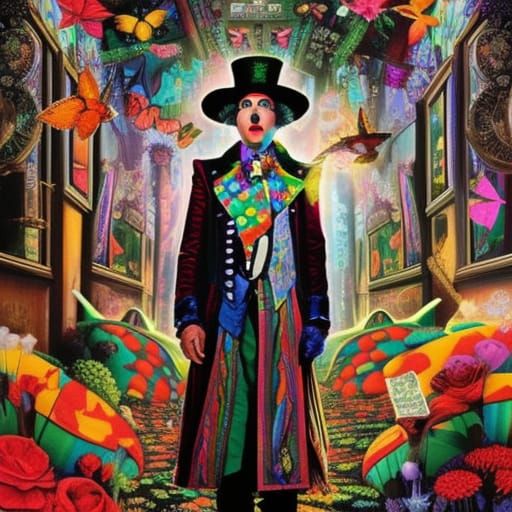 Blacklight  poster of   The Mad Hatter in Wonderland,wearing...
