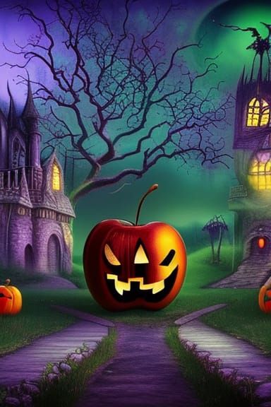 Happy Happleween apple nightmare 8k resolution intricately d...