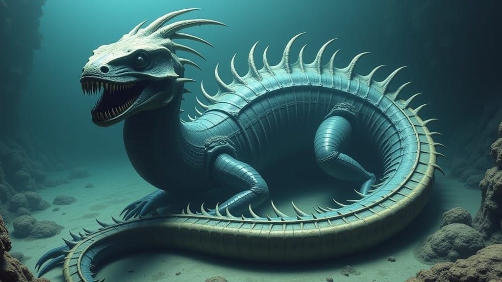 <lora:LeviathanRuins 2p0:1.0> a colossal serpent (condor-head, blue/green/indigo and taupe/olive gradient feathers,  glowing teal aura) 