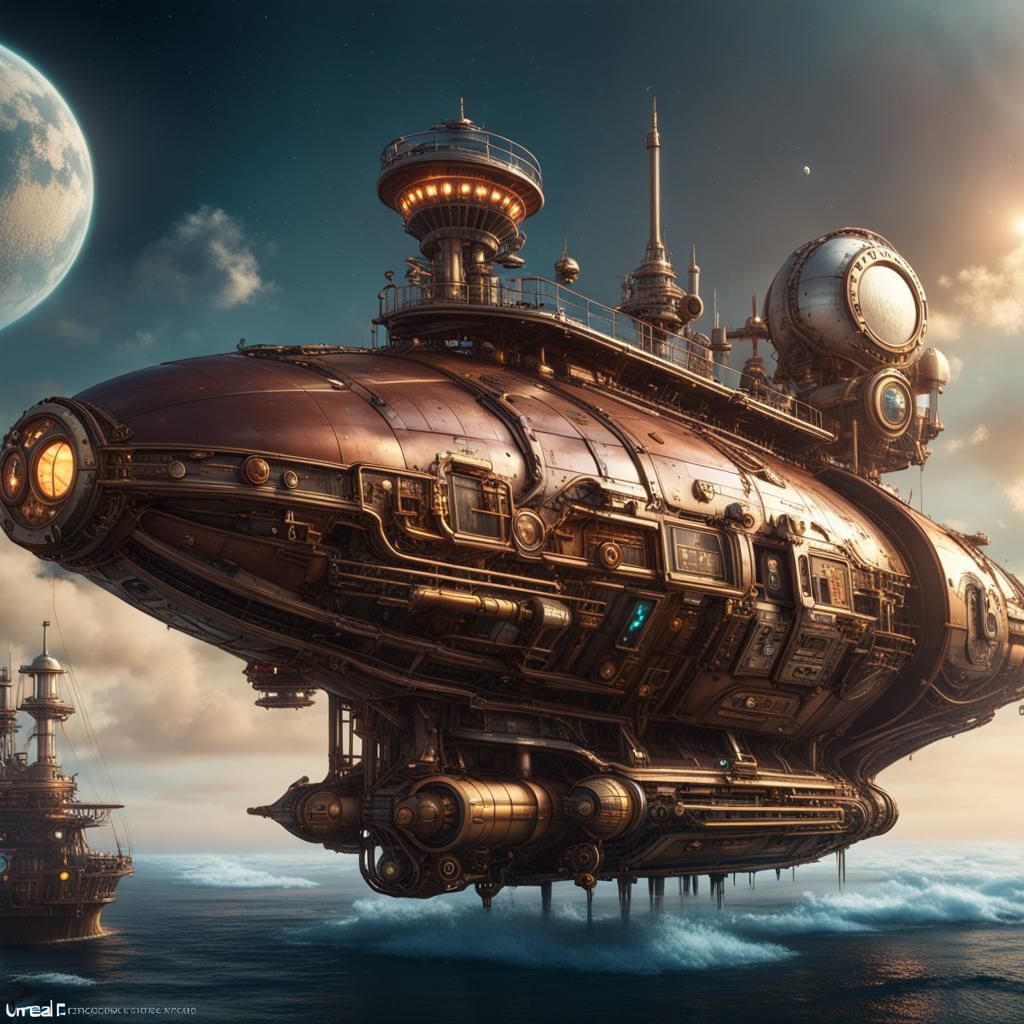 Steampunk 'Mega Cruise' Liner - AI Generated Artwork - NightCafe Creator