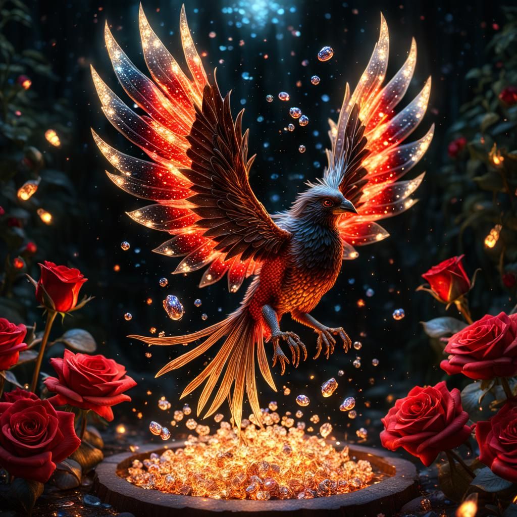 Crystallast Phoenix with Fairy Gems Fire: CGI Render