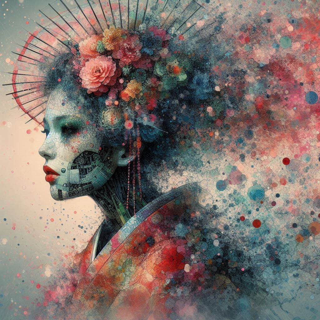 double exposure beautiful fantasy DALL-E 3 portrait landscap...