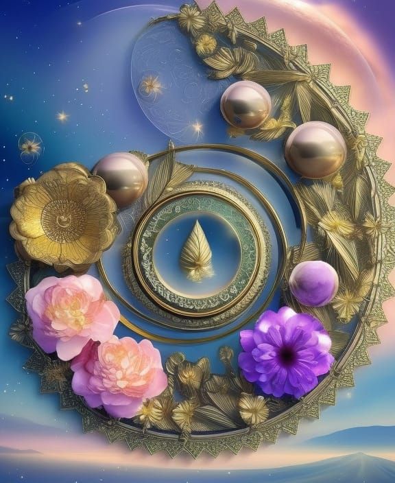 Nature Peace Sign in Art Nouveau Style