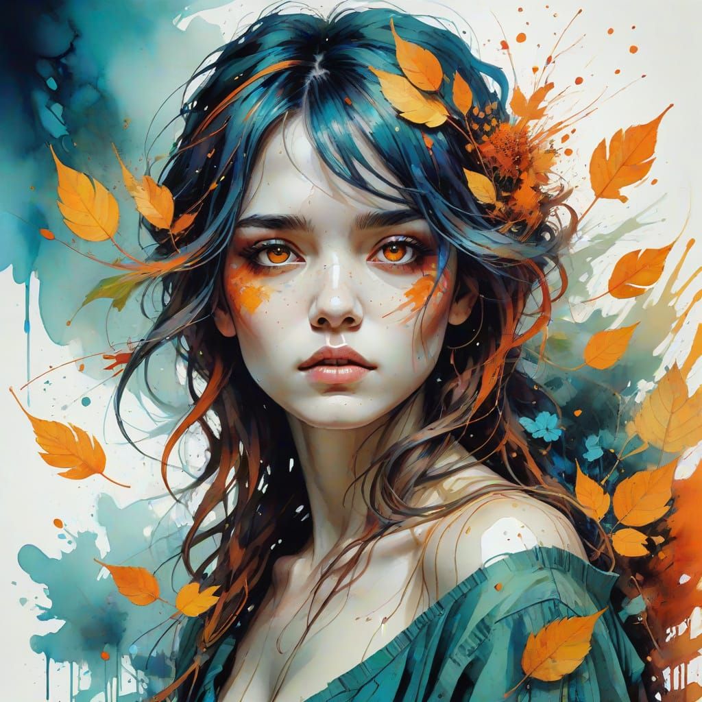 Ethereal Autumn Goddess in Whispers of Leaves
