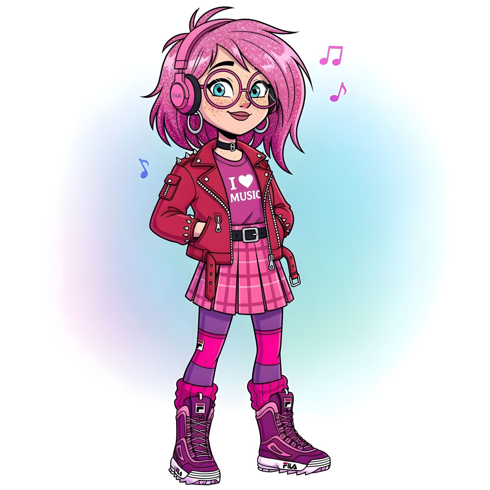 Lucy's custom outfit and footwear