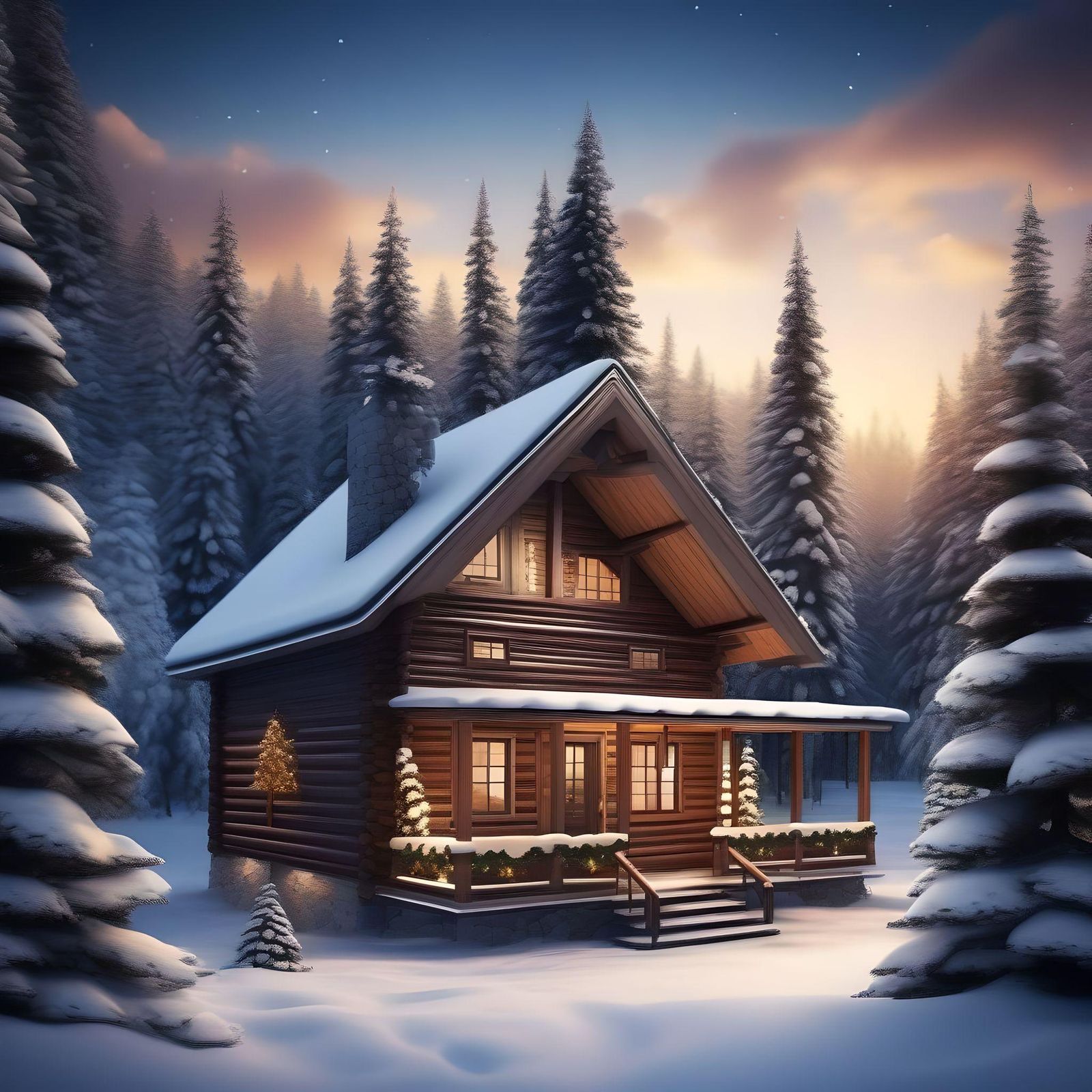 a winter house (made on fotor)