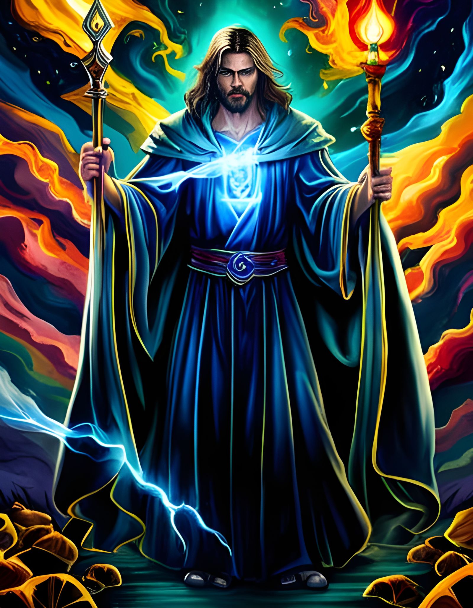 "Etorias The grand wizard", handsome grand warlock :: hyper-detailed semi-realistic elements, textured ...  by @Ryan Kaplar