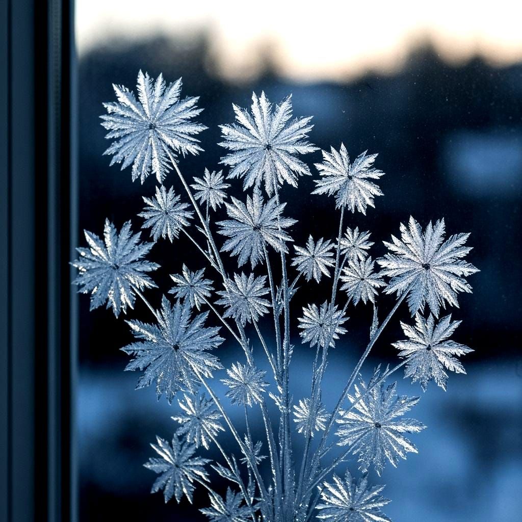 THE COLD AIR TRACED LACEY DELICATE ICE FLOWERS ACROSS HE WINDOW GLASS THE SOFT CANDLELIGHT FROM THE ROOM ...  by @PAM