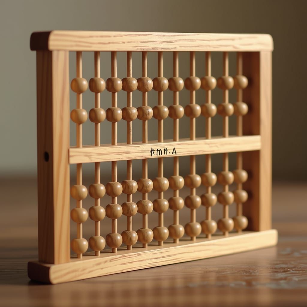 "Draw a very beautiful wooden abacus for me with forty vertical rods, each with a space underneath to write a student's name. I don’t want a...