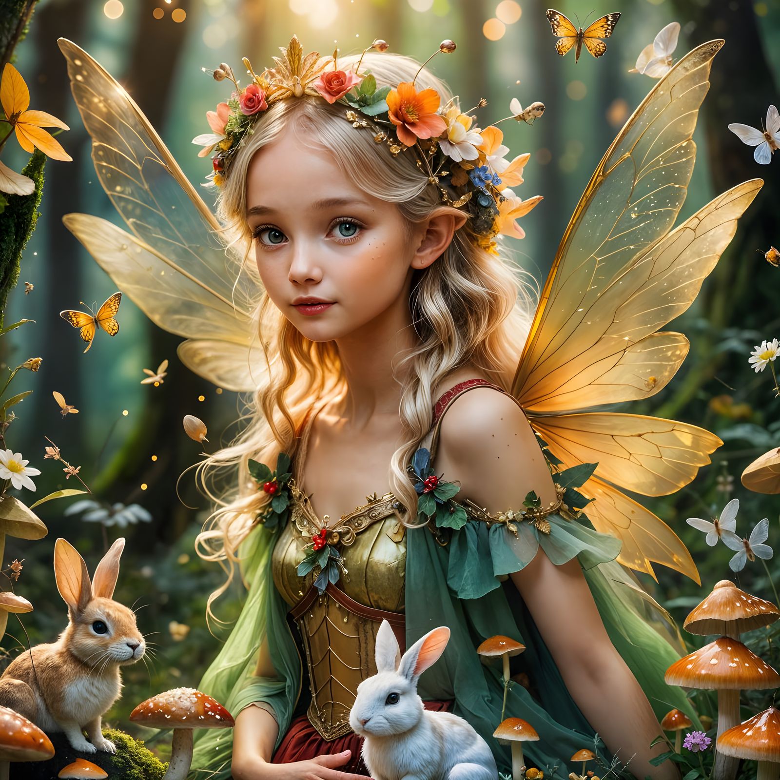 Enchanting Fairy with Dragonfly Wings in Forest