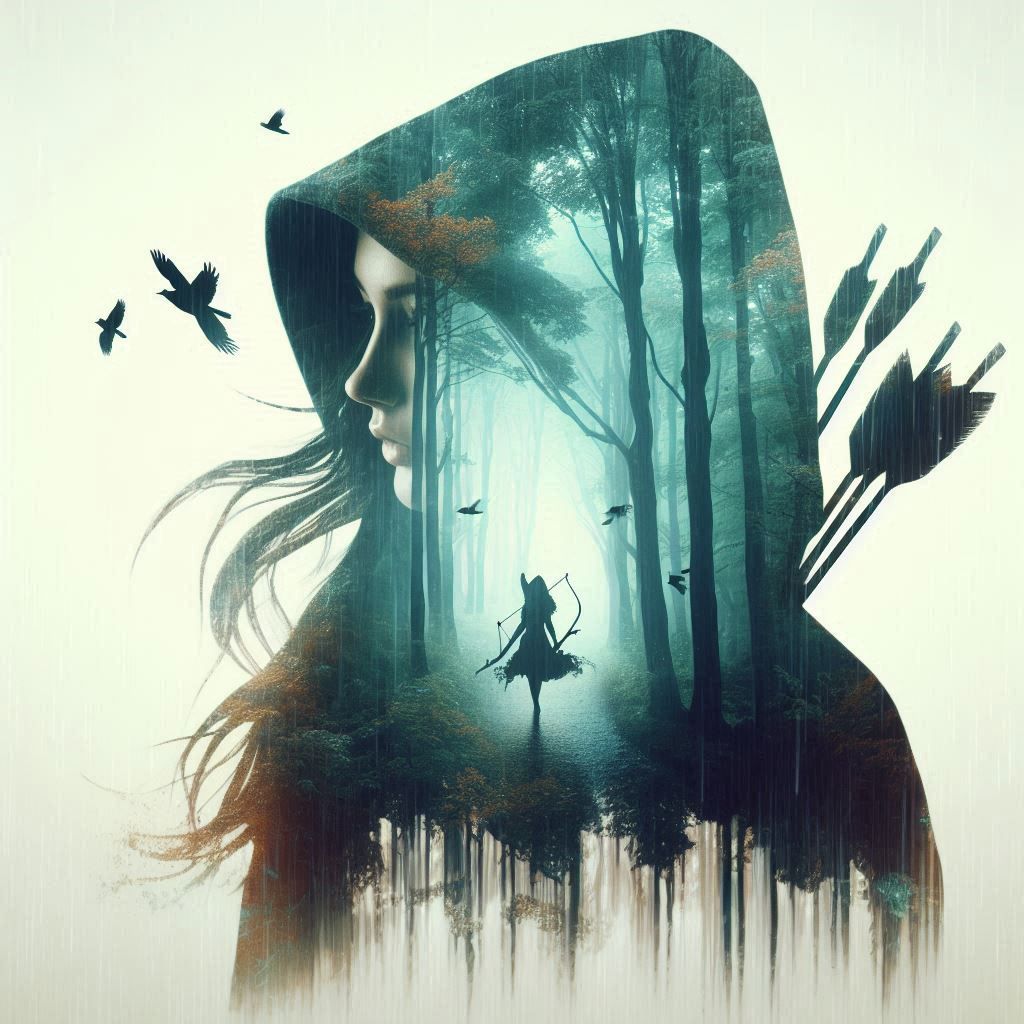 double exposure beautiful fantasy DALL-E 3 portrait landscape..