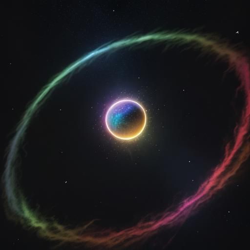 Cosmic Circle Full of Nebulous Light, Rainbow Glittering Bal...