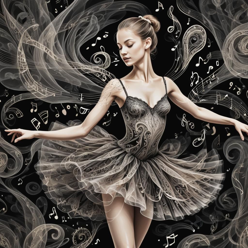 A stunning ballerina created entirely out of delicate musica...