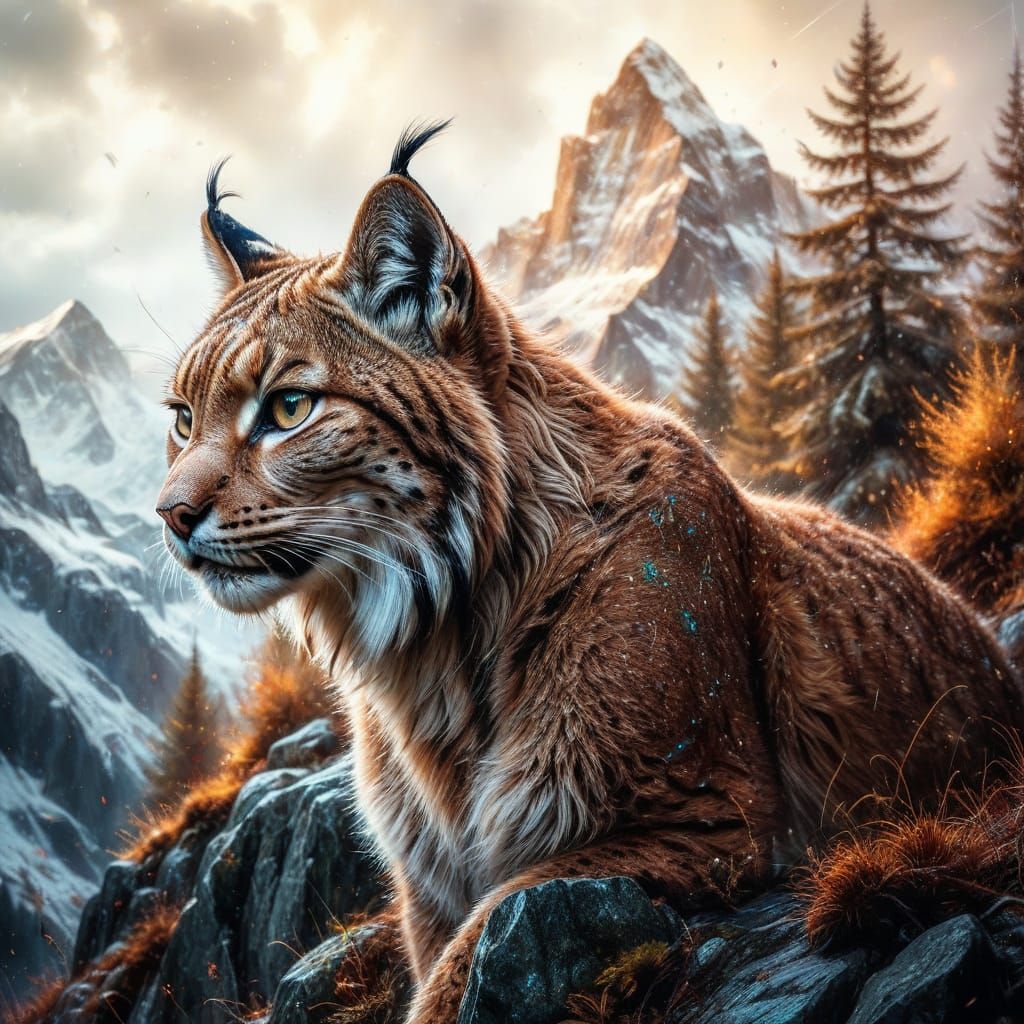 Eurasian Lynx in the Swiss alps,