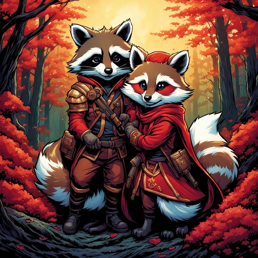 a furry racoon and a kitsune have fallen in love Mark Brooks...