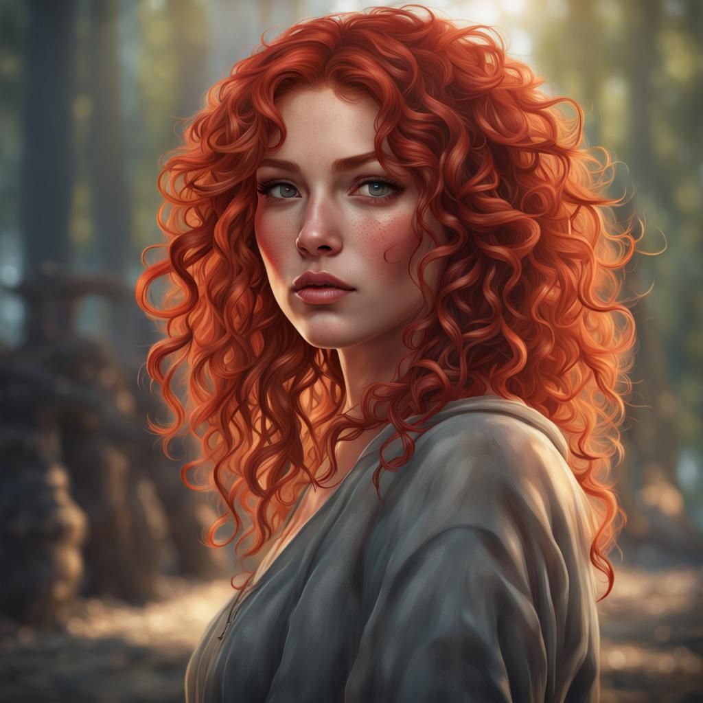 Beautiful girl with Red curly hair - AI Generated Artwork - NightCafe ...