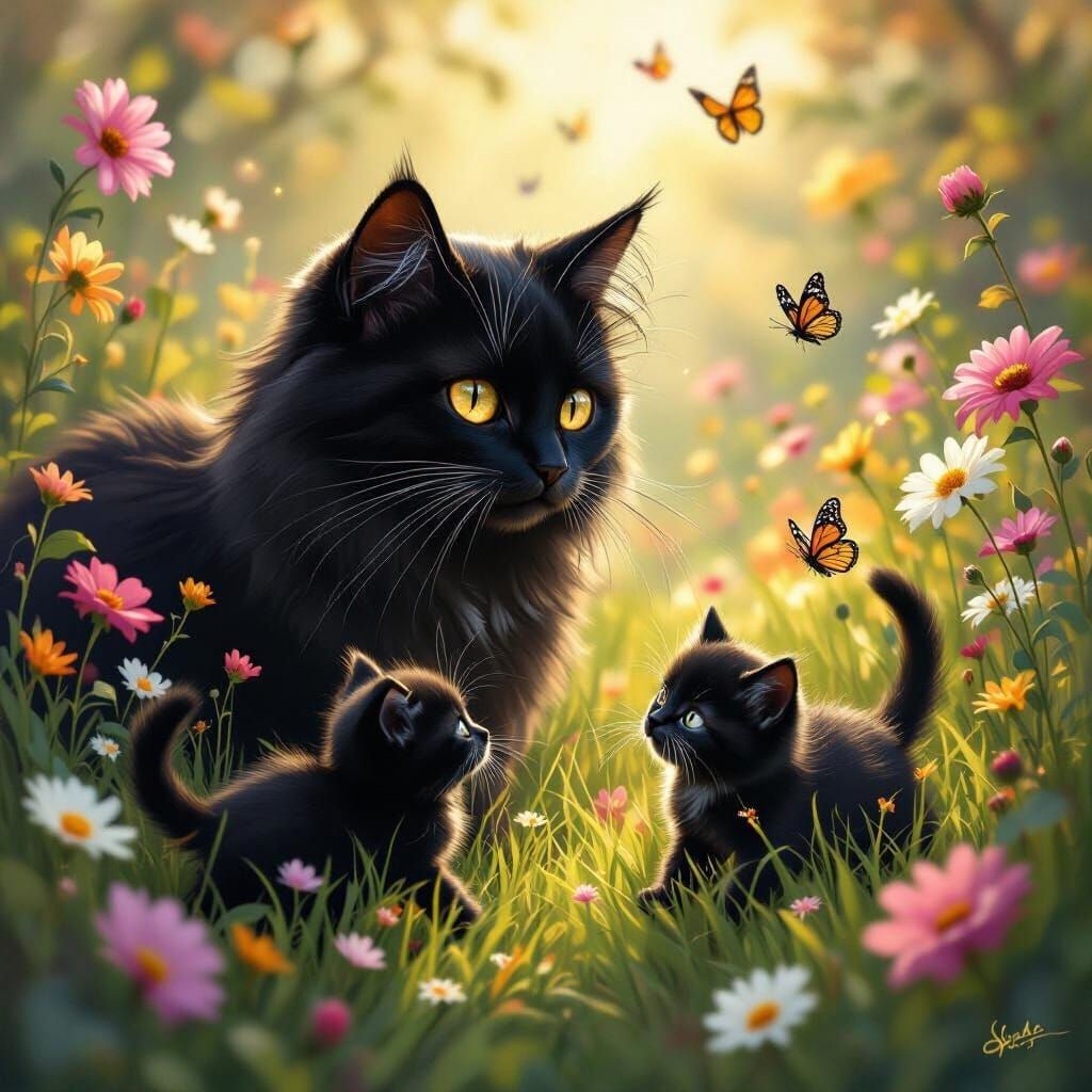 
Action slows. Their eyes meet closely during the fight.

Memory flashes in their minds: chasing butterflies, playing beside their mother in...