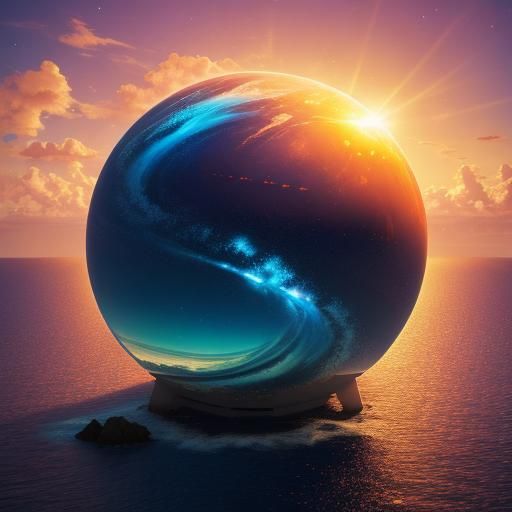 Vibrant sunset in the ocean