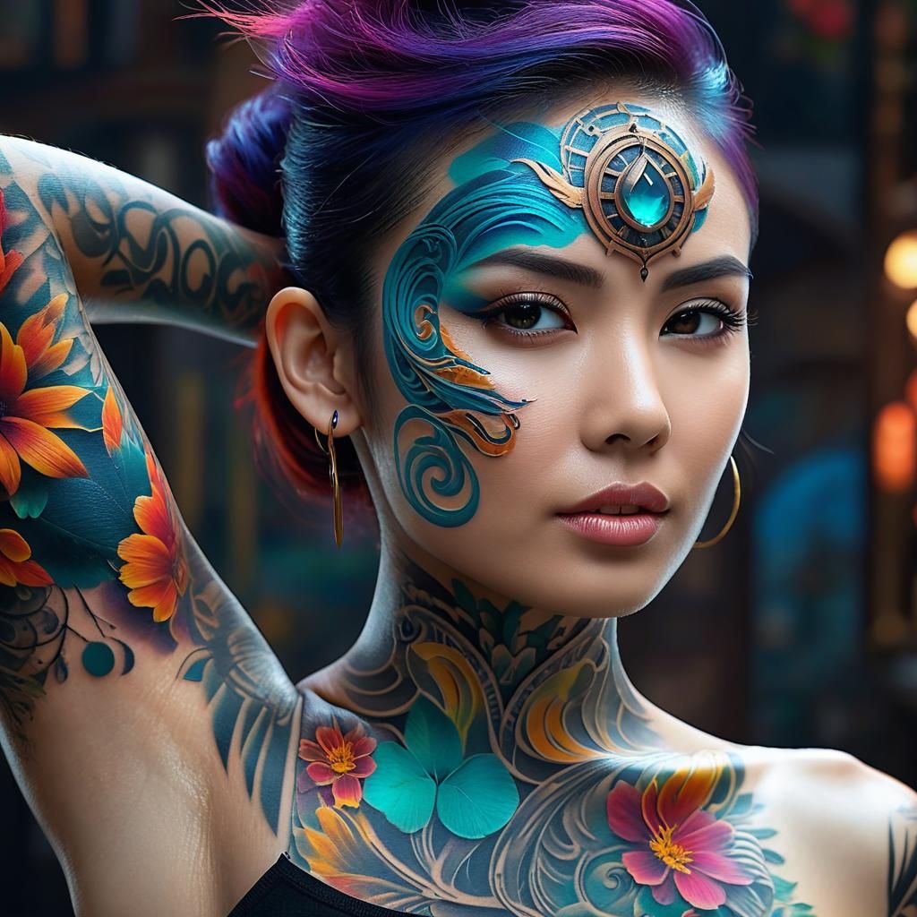 Beautiful realistic creative woman tattoos ideas - AI Generated Artwork -  NightCafe Creator