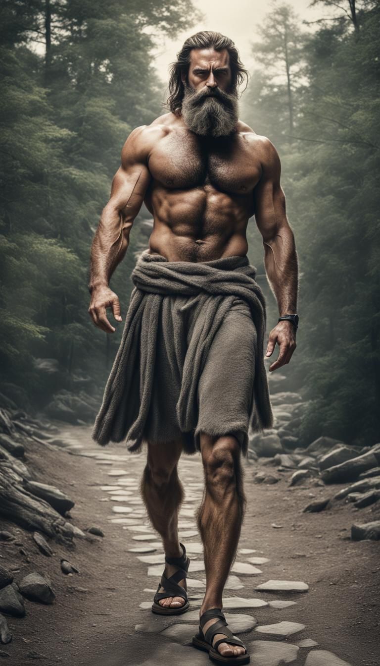 Jesus, silver linings, realism, realistic, hairy man, hairy chest, holy  cross, big beard and beautiful man, messiah, hairy legs, sandals, mu... -  AI Generated Artwork - NightCafe Creator