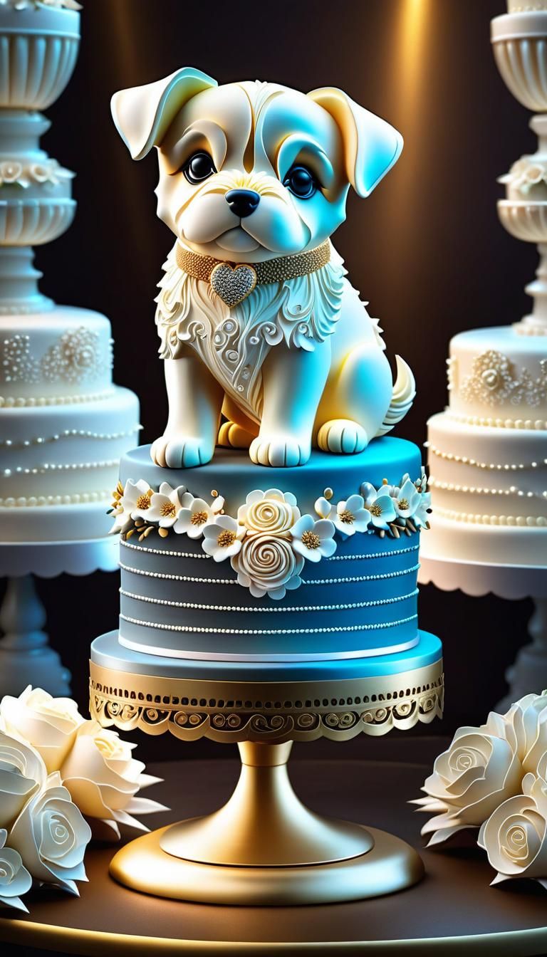 Dog-shaped birthday cake