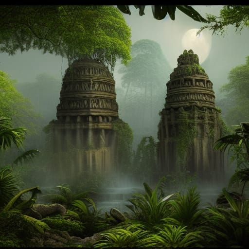 Abandoned jungle temples AI Generated Artwork NightCafe Creator