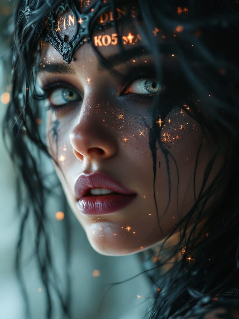 <lora:MJ6 EyeFlux:1.0> <lora:MJ6 CinematicFlux:1.0> Triple exposure concept, A combination of LadyDeath/Cry For Dawn, ((pinup model)), beaut...