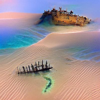 Shipwreck on desert island