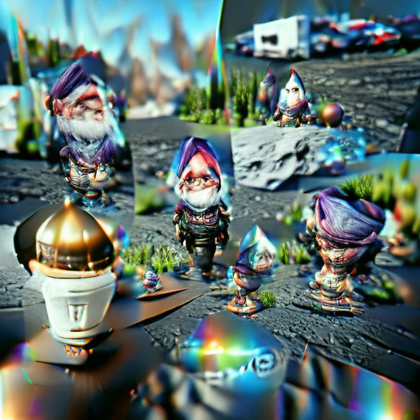 Cosmic Space Gnome 8K 3D Unreal Engine tilt shift holographic VRay