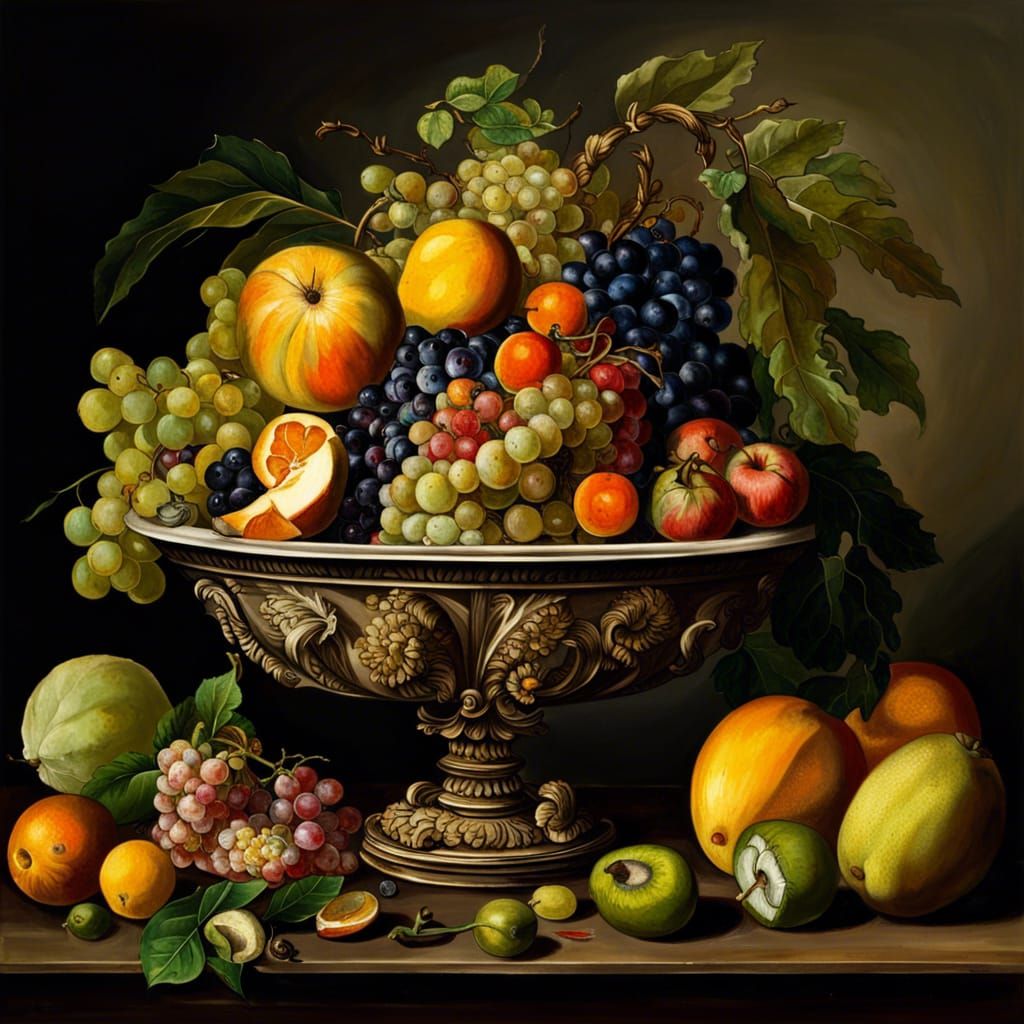 Fruit Bowl, still life painting by Frans Snyders  by @Gorgoroth