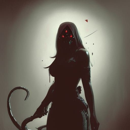 Beautiful Snake lady with a forked tongue and snake eyes