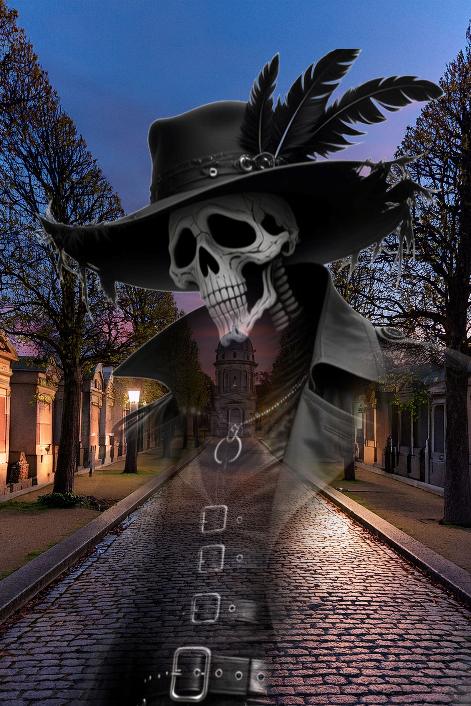 An alley in a cemetery