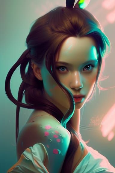 Future bunnie girl head and shoulders portrait, 8k resolutio...
