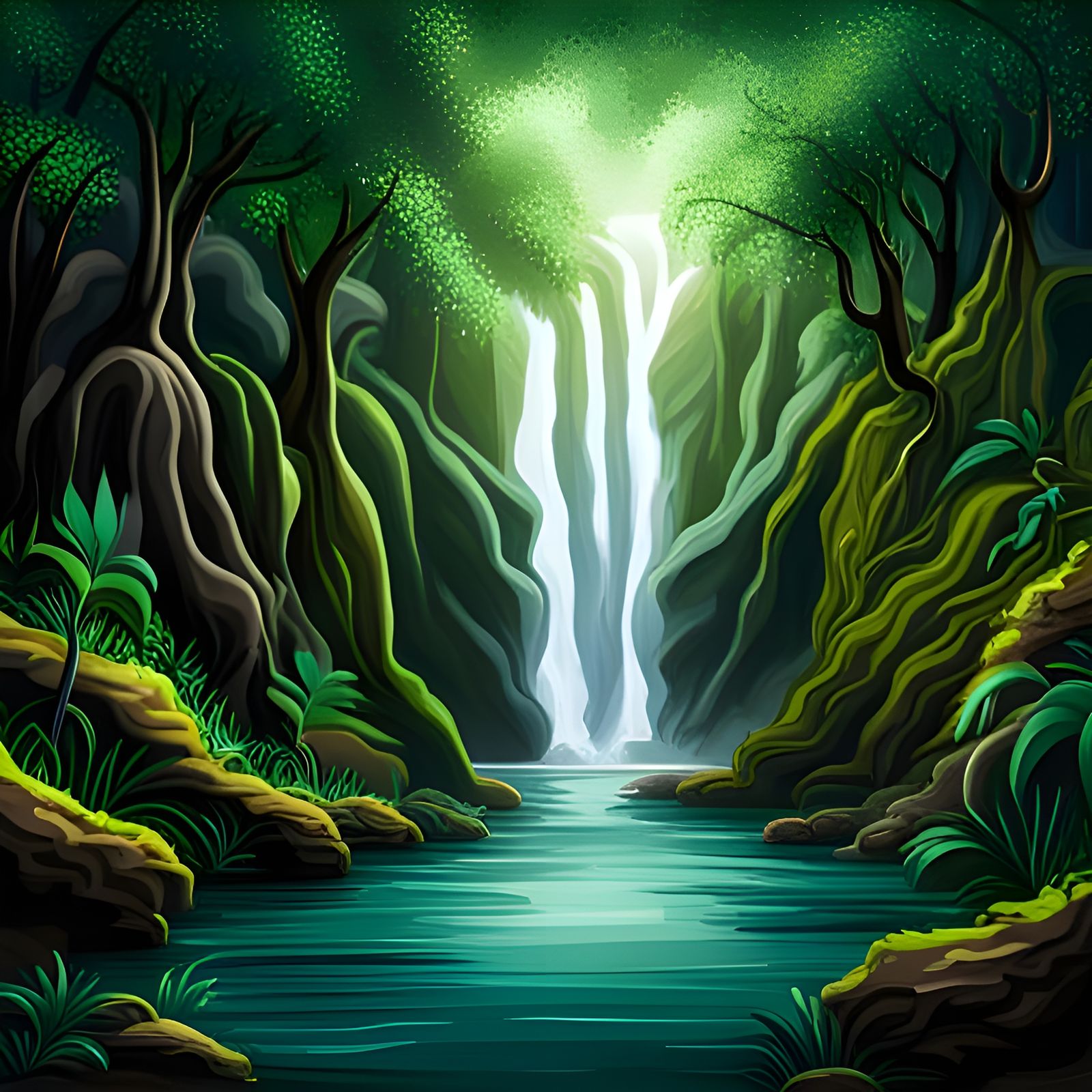 Beautiful waterfall in the jungle