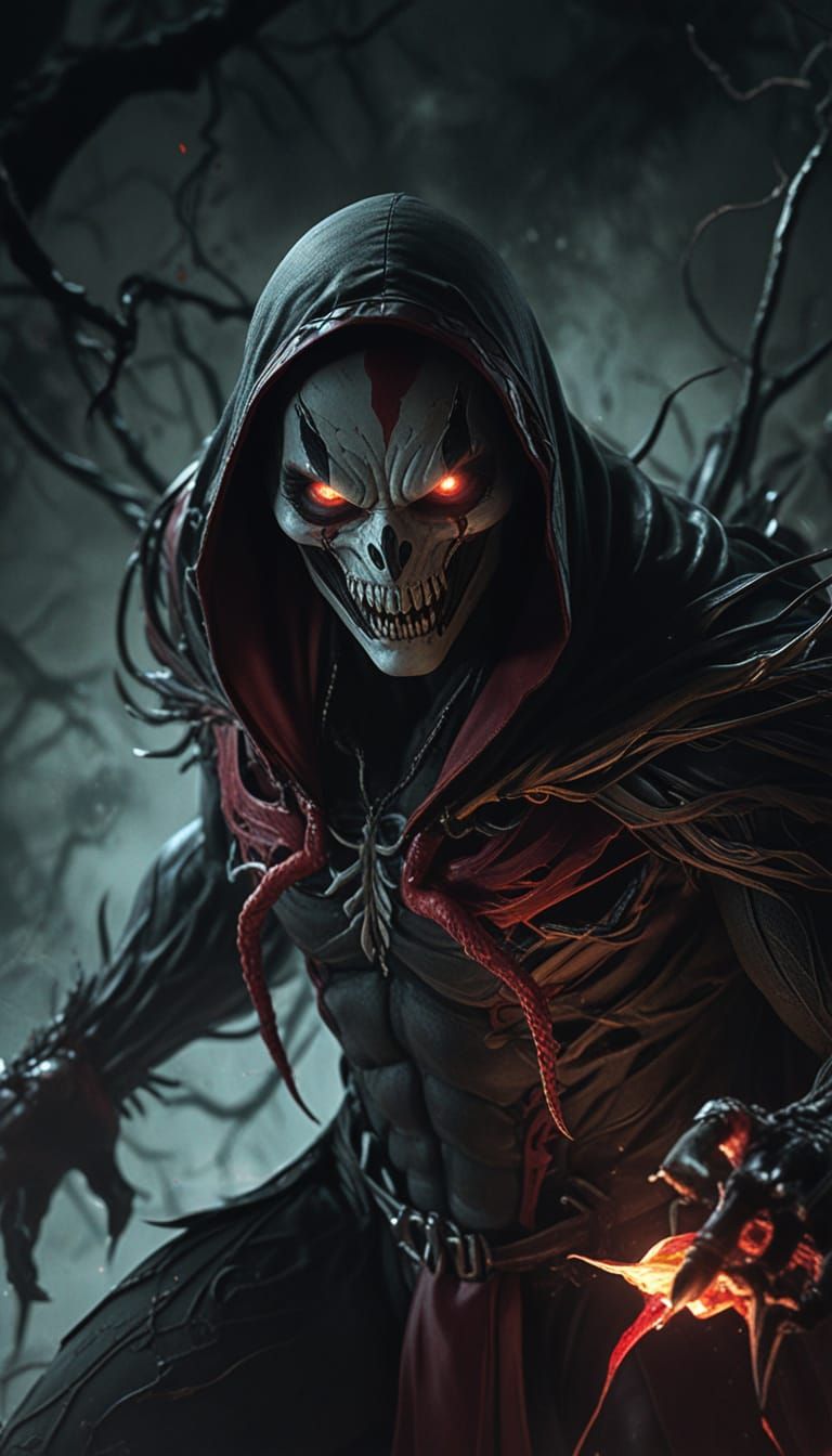  A breathtaking masterpiece capturing [Spawn|Violator|Morbius the Living Vampire] intertwine flawlessly as one character, 8k Resolution,  ph...